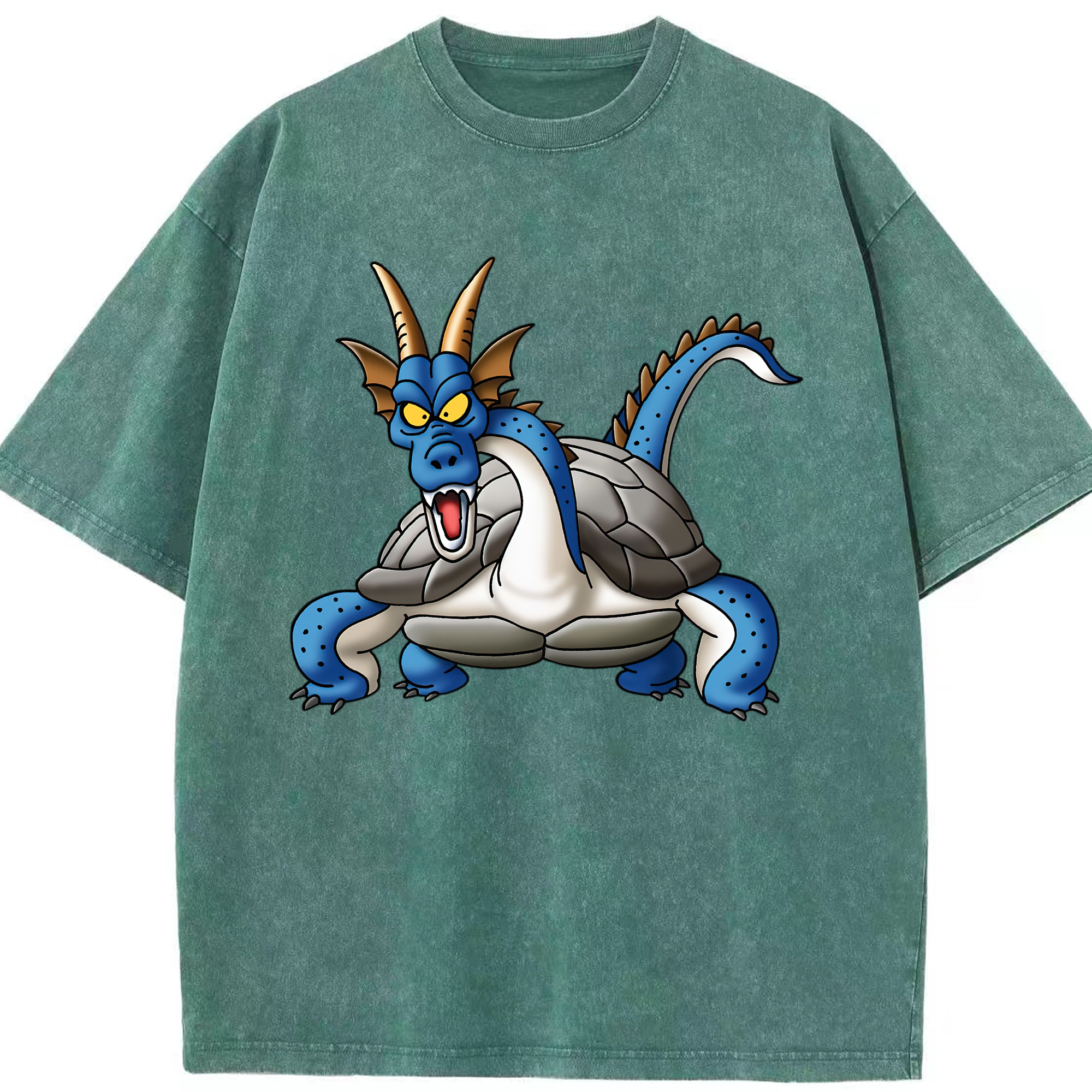 （画像用） ドラゴンクエスト Doragon Kuesuto Dragon Quest 綿100% ヴィンテージ風 半袖Tシャツ（フロントプリント）